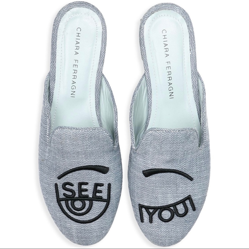 New Chiara Ferragni Denim Sabot CF1824 Light Blue